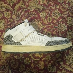 White and Black High-Top Sneakers